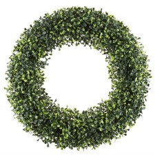 Pure Garden 19 Inch Boxwood Wreath Indoor Outdoor Artificial Plant