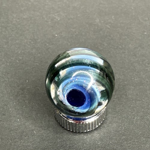 Contemporary Handmade Art Glass Marble .74" Sparkly UV Reactive MIB, Blue, Swirl - Picture 3 of 6