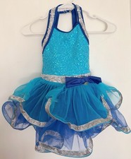 Weissman Dance Costume/Tutu Blue Silver SC Small Child 6/6X Sequin Beautiful