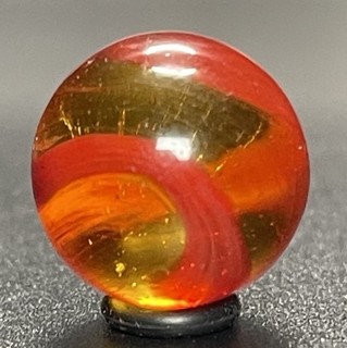 Akro Agate Oxblood Snake Marble. Corkscrew. 19/32” MINT. Gasoline Base.