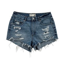 Garage Distressed Denim Shorts Womens 09 Blue Excellent Ripped Raw Hem Cutoffs