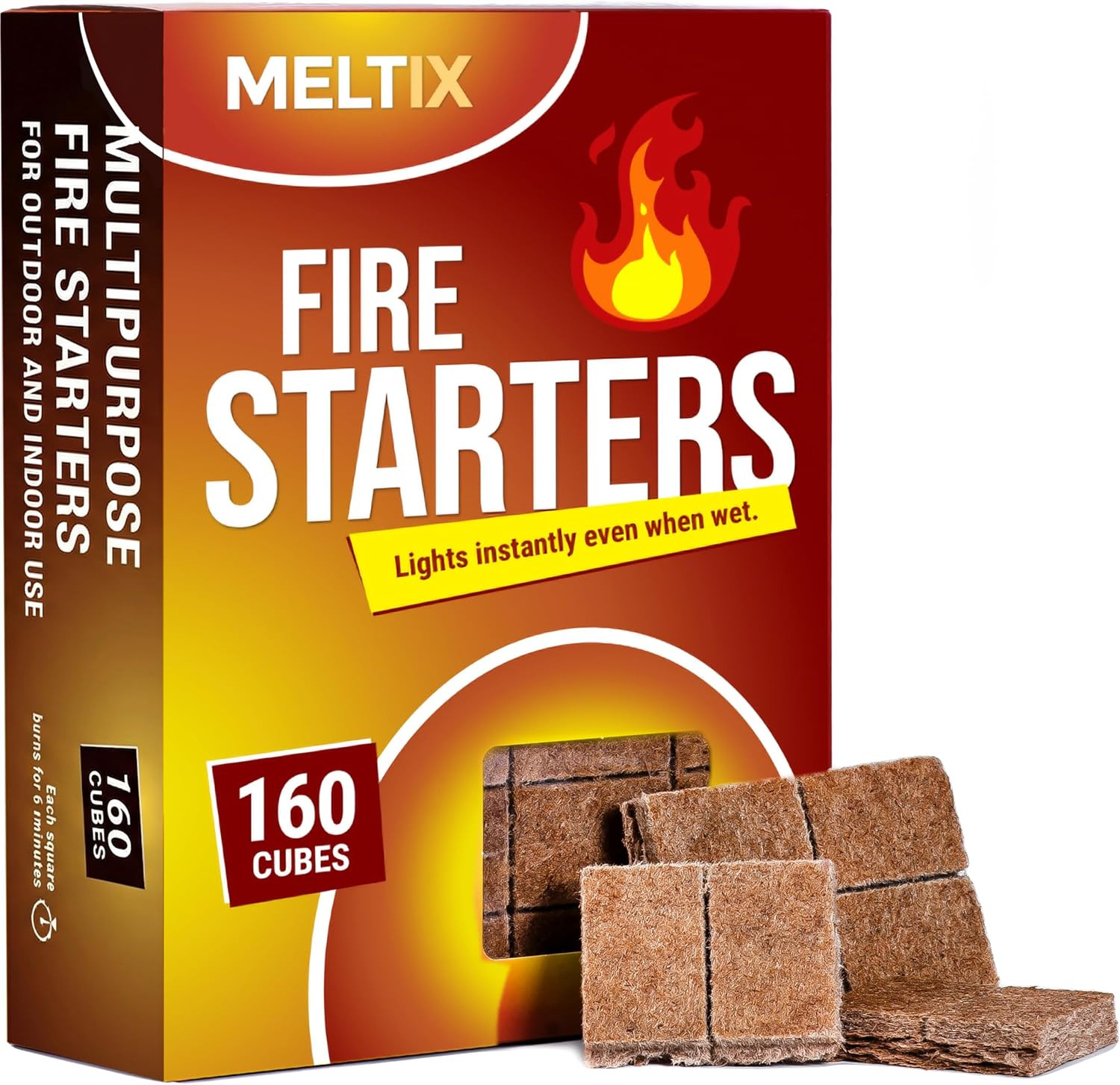 160Pс Fire Starters for Charcoal Campfires BBQ Grill Pits W