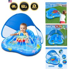 Baby Play Mat with Sprinkler, Inflatable Baby Pool Float with Canopy Backrest...