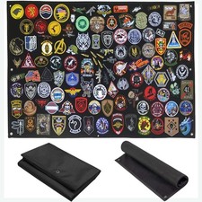 Kletttafel Wandschild Sammlerstück Militär Patch Organizer Schwarz 110x70cm