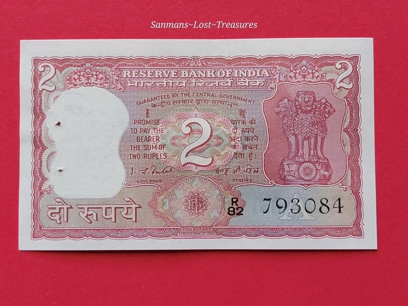 🚨 India 2 Rupees 1977-82 Pick# 53d UNC, pinholes Beautiful Uncirculated Note.