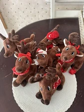 Santa’s Reindeer Plush Stuff Toys by Dan Dee 2010 Set of 6 Christmas 8” EUC