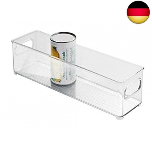 IDesign Binz - Organisateur Frigo Transparent Pour 9 Canettes - Range-Boissons Amovible Et Sans BPA - 14x35x10 Cm