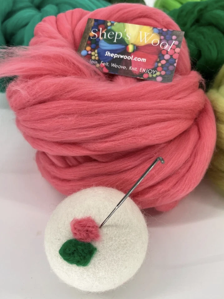 Pink Wool Roving, Pink Roving, Wool Rove, Pink Felting Wool, Pink Spin Fiber - Image 2 of 4