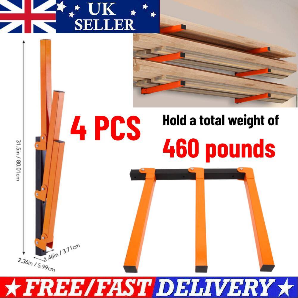 Lumber Storage Rack Metal 3-Level System Max 460lbs Wall Mount Timber Rack UK