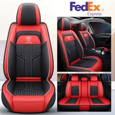Breathable Wear Resistant Leather 5-seats Car Seat Cover Seat Cushion Blackred Breathable Wear Resistant Leather 5-seats Car Seat Cover Seat Cushion Blackred