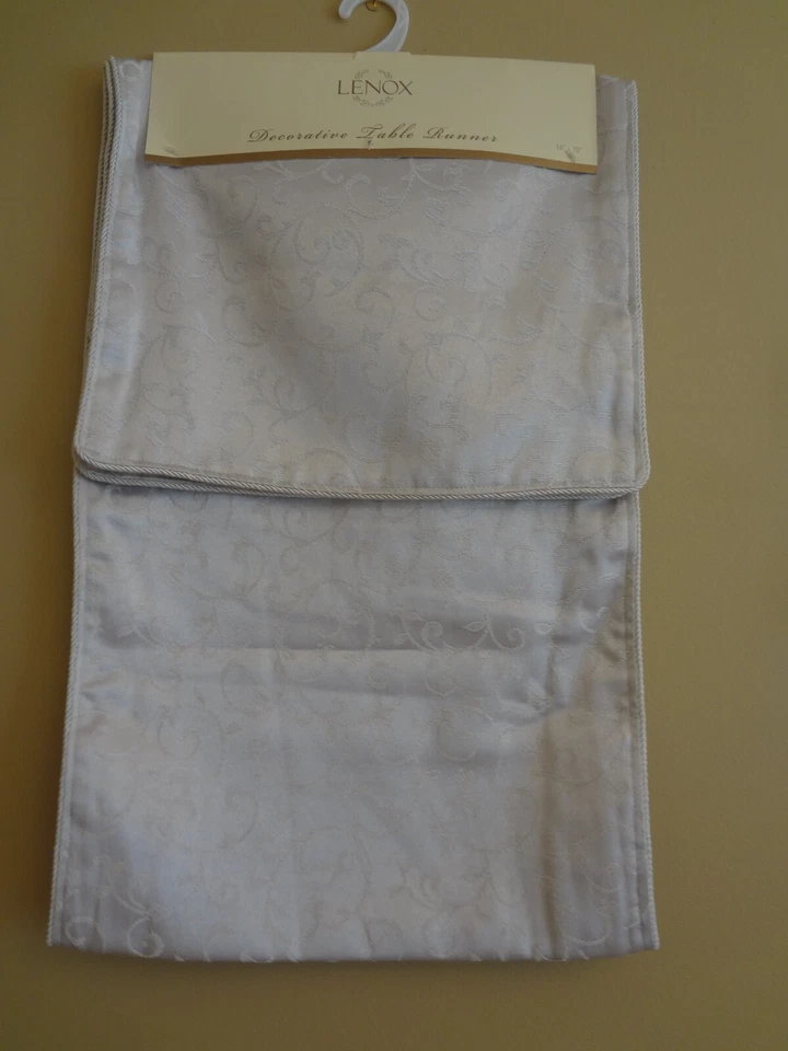 Nuevo corredor de mesa rectangular decorativo Lenox Opal Innocence platino mezcla de algodón Foto 4 de 4