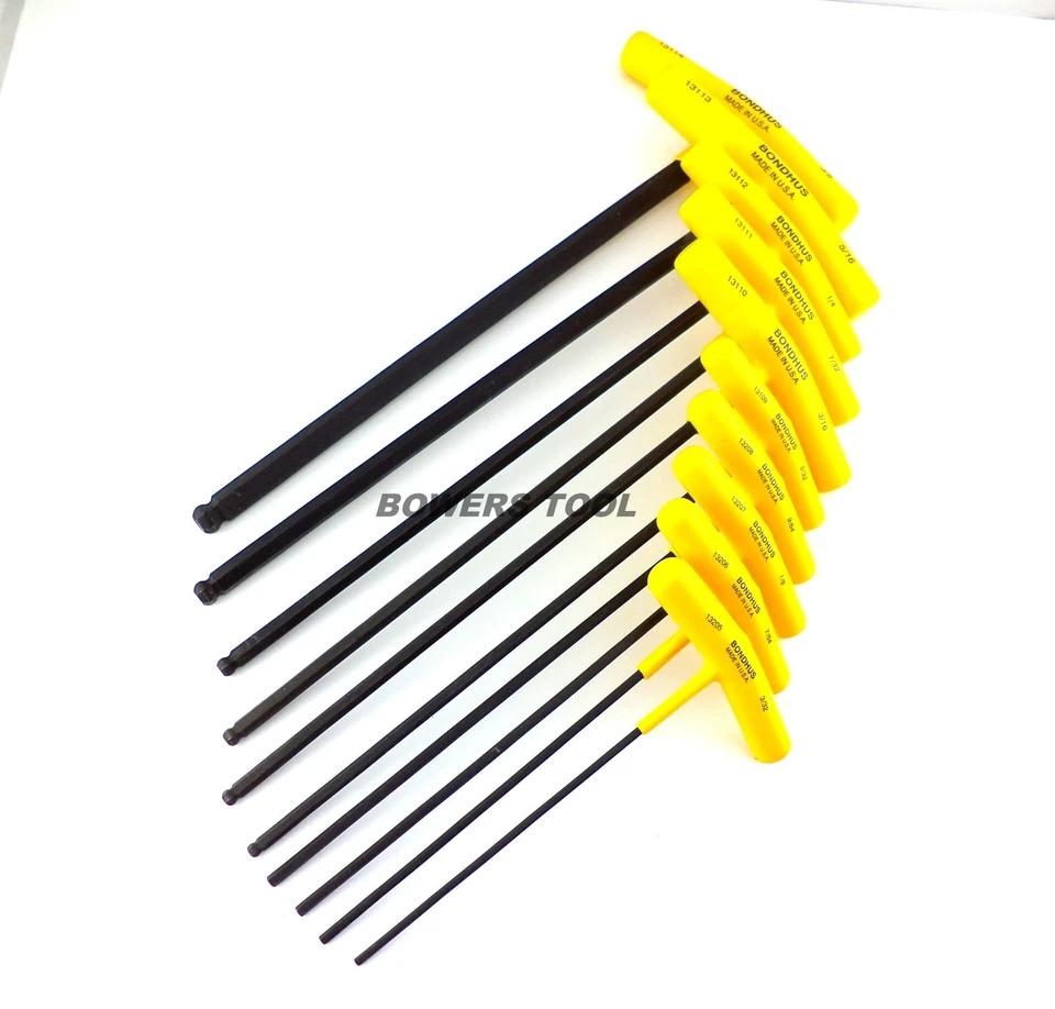 Bondhus T Handle Ball End Hex Wrench Set SAE Standard Inch MADE IN USA 13138 - Image 2 of 4