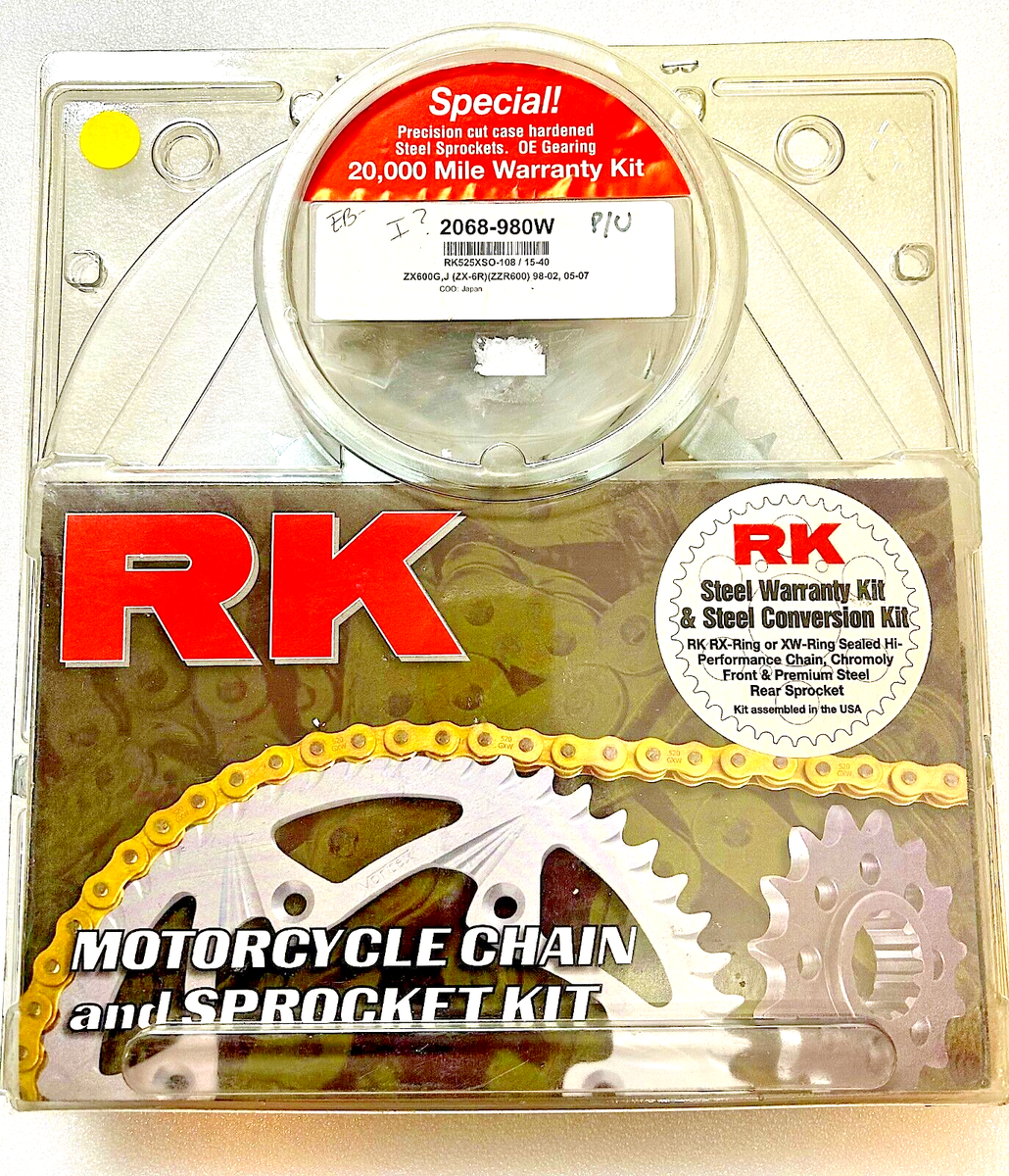 RK Chain & Sprocket Kit Kawasaki ZX6R/ZZR600 #2068-980W | eBay