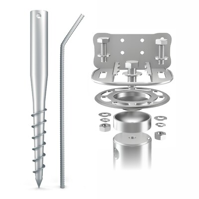 MAXERIO 80 cm Base-Set TILT Schraubfundamente inkl. Konsole; Ø 60 x 2; M12
