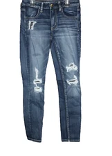 American Eagle Women's Sz 6 Reg Jegging  Super Stretch Jeans Destroyed  28X28