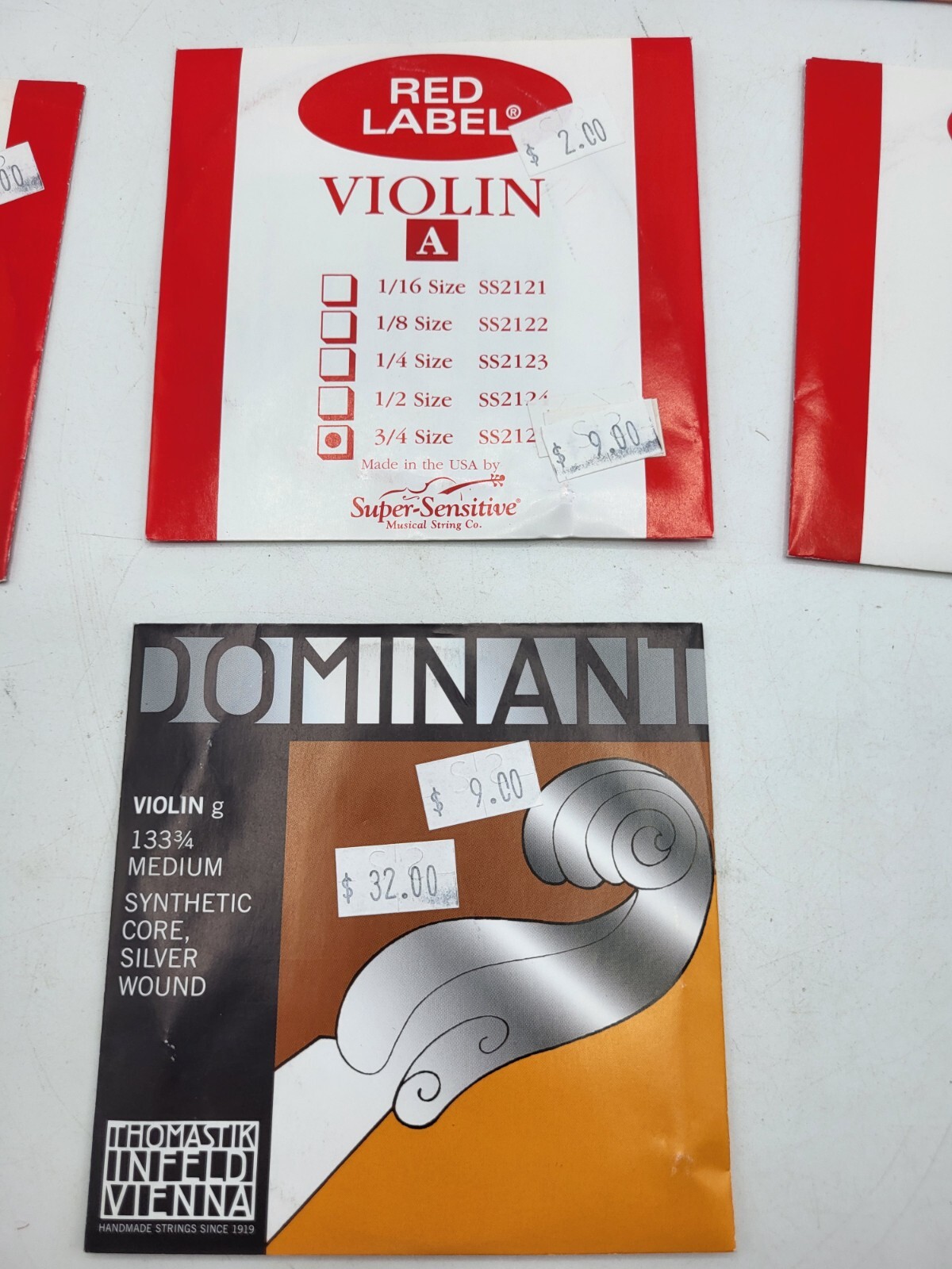 Mixed Assortment of Violin Strings Single Packs Thomastik-Infeld/Red Label Lot