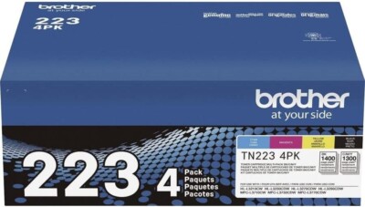 Brother TN223 Black Cyan Magenta Yellow Toner Cartridges - 4 Pack  Free Shipping