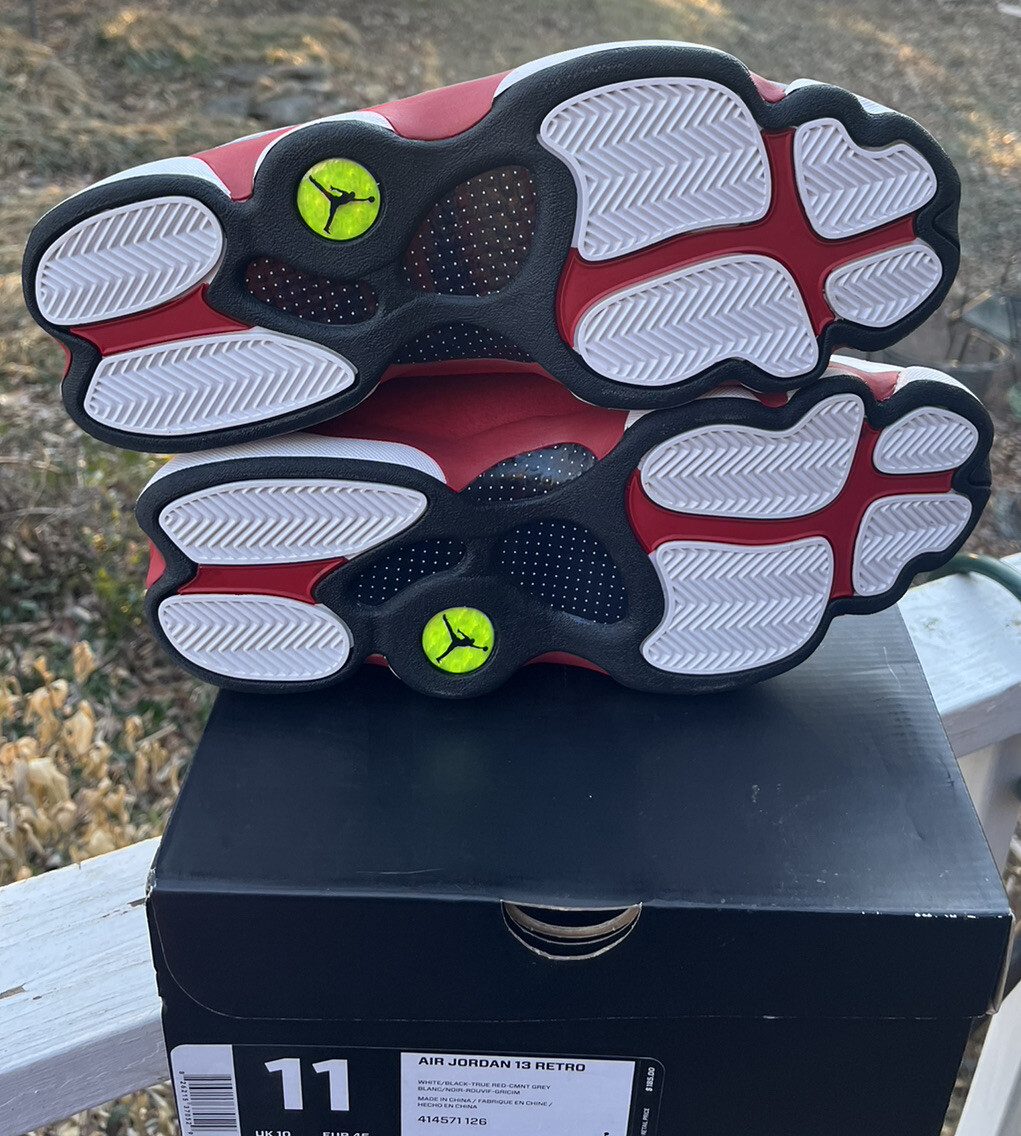 Air Jordan 13 Retro Grey Toe 2014 DS Size 11 White Red Grey W