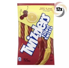 12x Bag Twizzlers Sweet Sour Cherry & Citrus Punch Filled Twists | Low Fat | 7oz