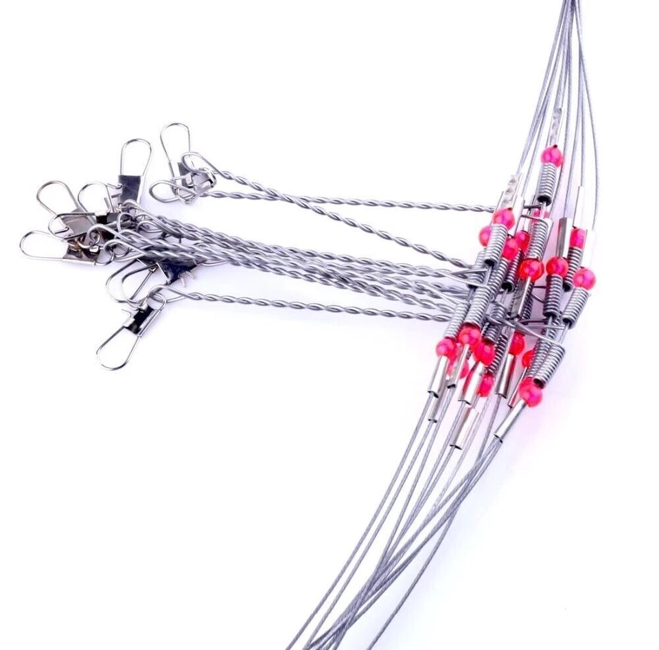 10/20 Pack Top Bottom Rig Stainless Steel Wire Trace Leader Snap Swivel:1-5 Arms - Image 2 of 4