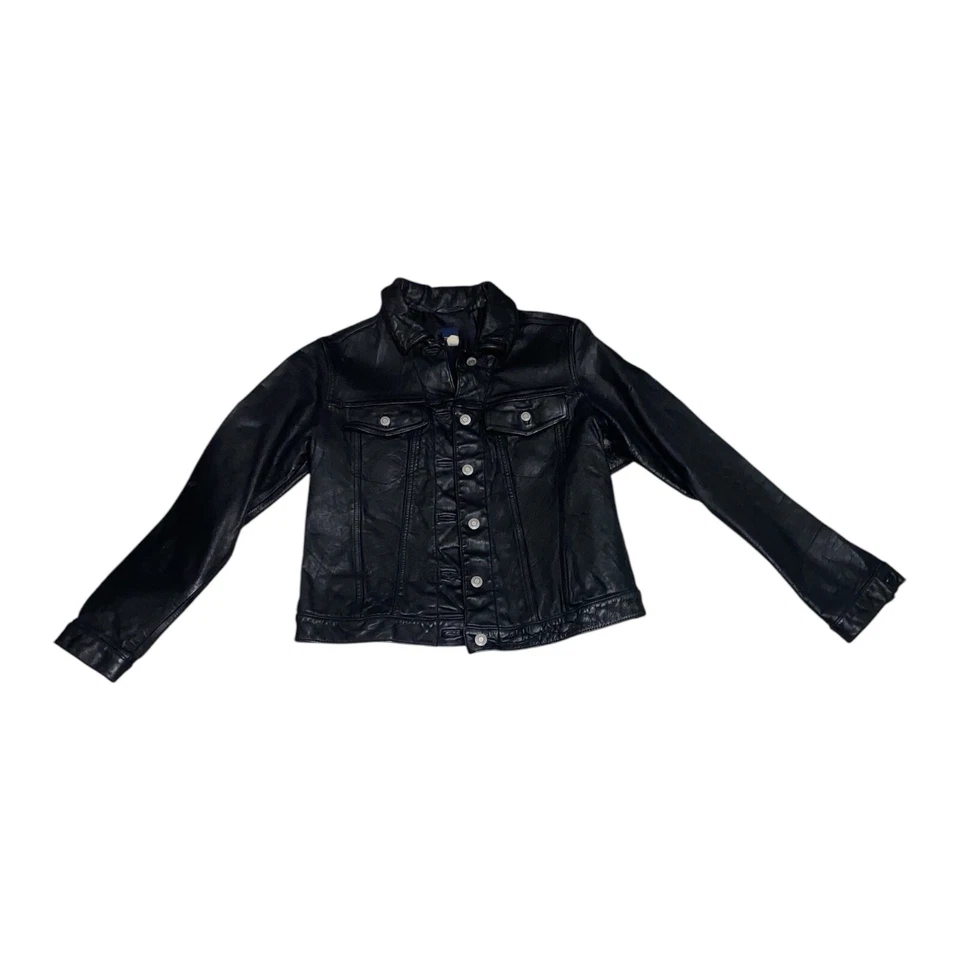 vintage GAP trucker LEATHER jacket size Small 1999 y2k motorcycle SUPER NICE - Image 4 of 4