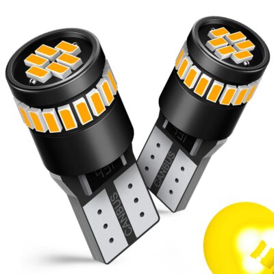 AUXITO 194 T10 LED Light Bulbs Car Side Marker Lights Amber Yellow 24-SMD CANBUS