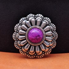10PC 30mm SILVER WESTERN FLOWER TURQUOISE CONCHO FOR LEATHERCRAFT SADDLE WALLET