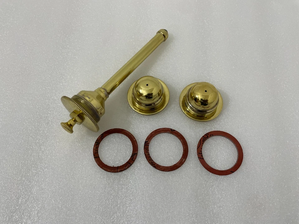 HARLEY DAVIDSON J JD F FD 1916-1924 PRIMING PUMP & FUEL CAPS BRASS & GASKETS Foto 4 de 4