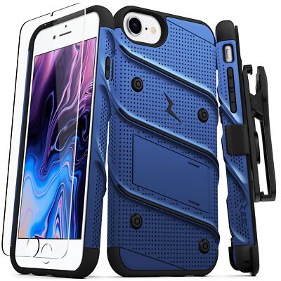 ZIZO BOLT For Apple iPhone SE 2/ 8/ 7 Holster Case with Tempered Glass & Lanyard