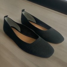 Lucky Brand Daneric Black Perforated Square Toe Ballet Flats Size 7