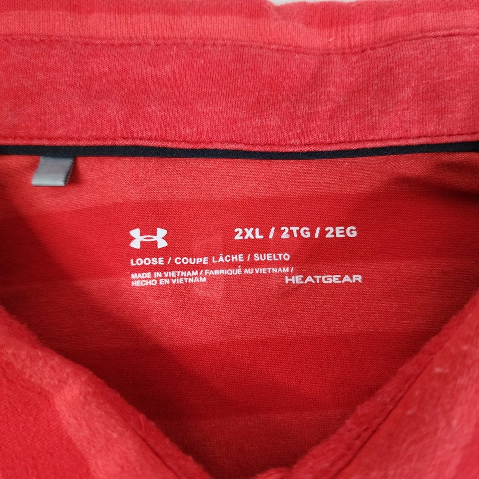 Polo Under Armour suelto Heat Gear para hombre 2XL rojo con rayas preparación golf Foto 2 de 4