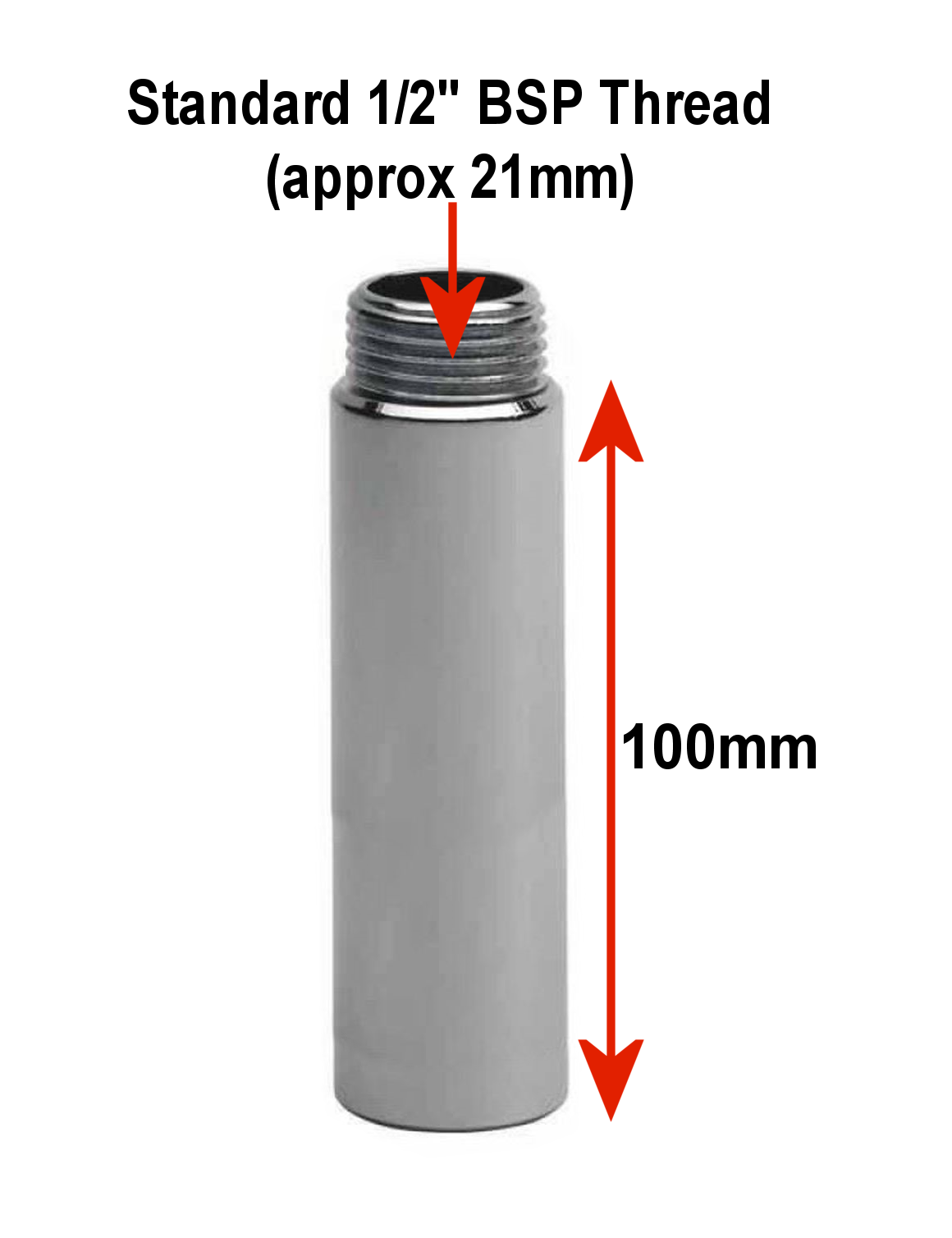 PAIR of Chrome Bib Tap Extensions Fixed Length 1/2" x 100mm Male Female Joiner eBay