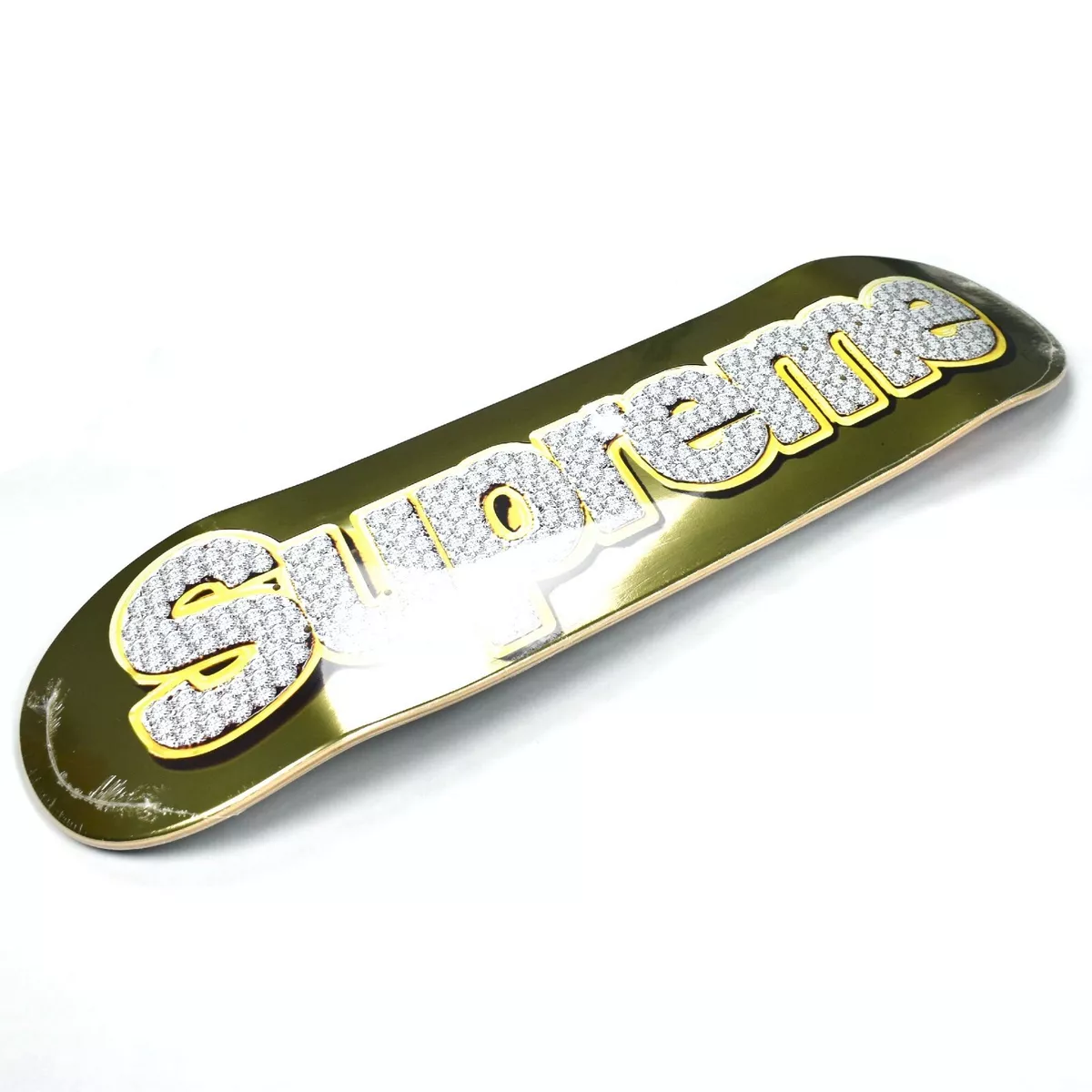 NWT Supreme Bling Box Logo Skateboard Deck Gold SS22 DS AUTHENTIC