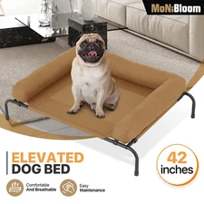 42" Elevated Cooling Dog Bed Portable Non-Slip Ventilated Mesh Cot w/Steel Frame