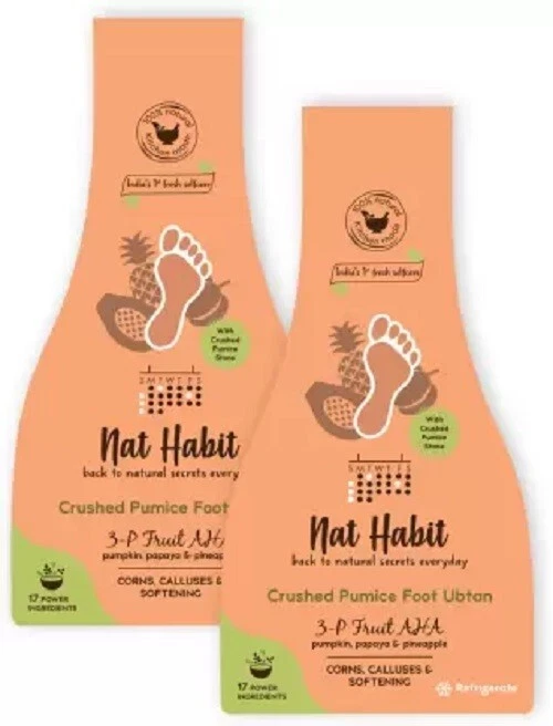 Nat Habit Crushed Pumice Foot Ubtan Foot Scrub 3 P Fruit AHA 80g