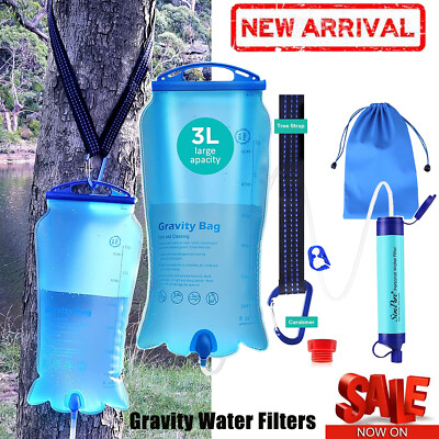 #ad Gravity Water Filter Straw Portable Drinking Water Filter4 Stage3L Water Bag $25.99