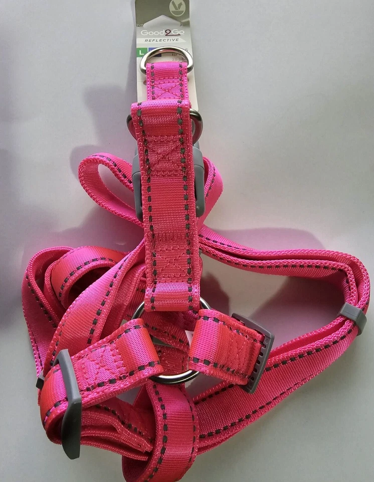 GOOD2GO Pink Adjustable Reflective Dog Harness Large/ Extra Large 23"-38" X 1" - Image 3 of 4