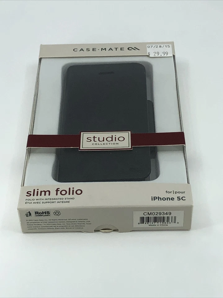 Casemate - Slim Folio Wallet Case With Integrated Stand For IPhone 5C - Black - Image 3 of 3