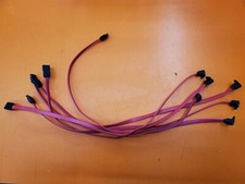 Lot of 6 17"-18" Red SATA Drive Cables Straight to Right Angle