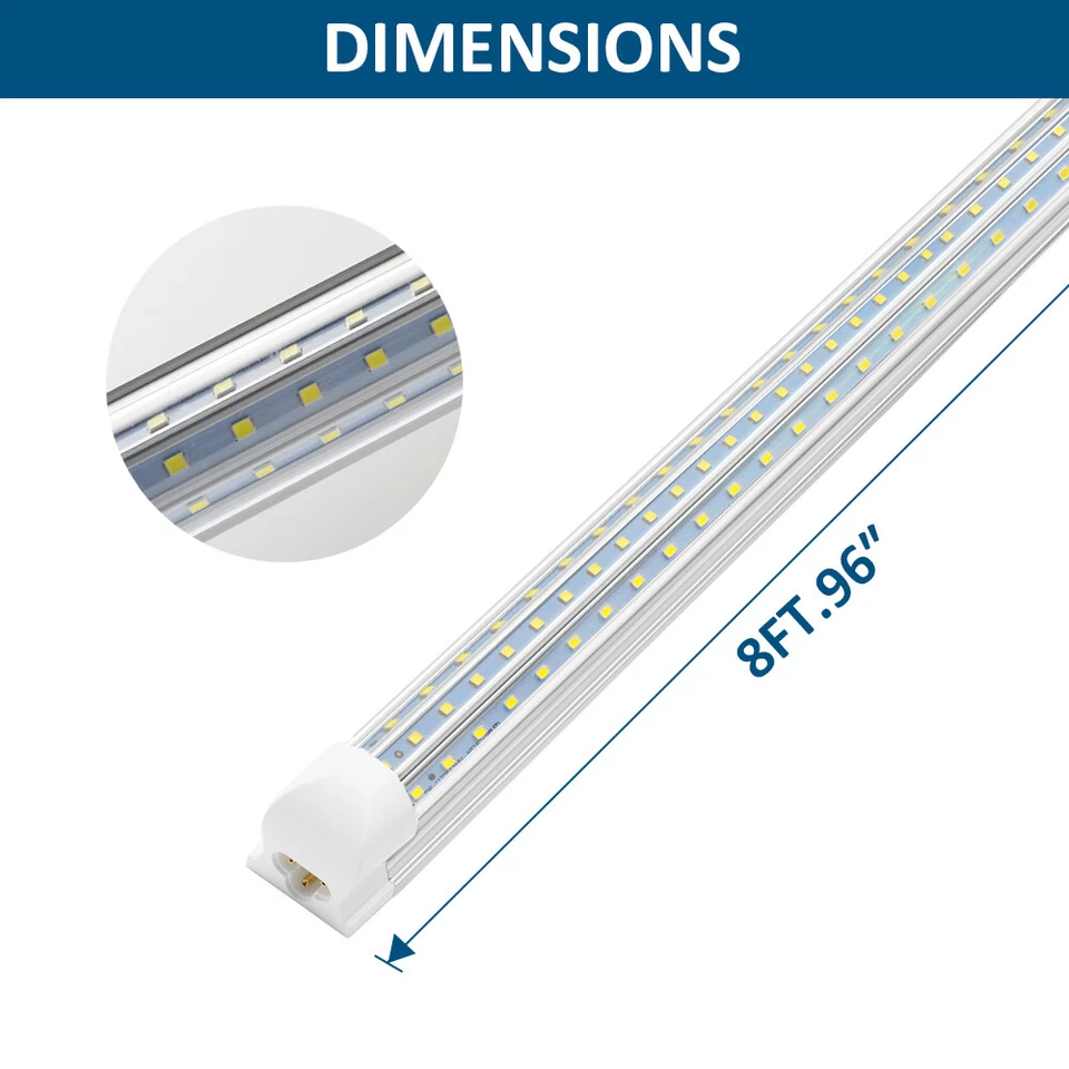 LED T8 Tube Lights, 4/8 FT Options 60-120W, 5000K-6500K, Ideal for Shops/Garages - Image 4 of 4