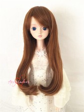 1/8 1/6 1/4 1/3 Uncle BJD Long Wig Doll Hair Curl Inward Oblique Bangs Brown