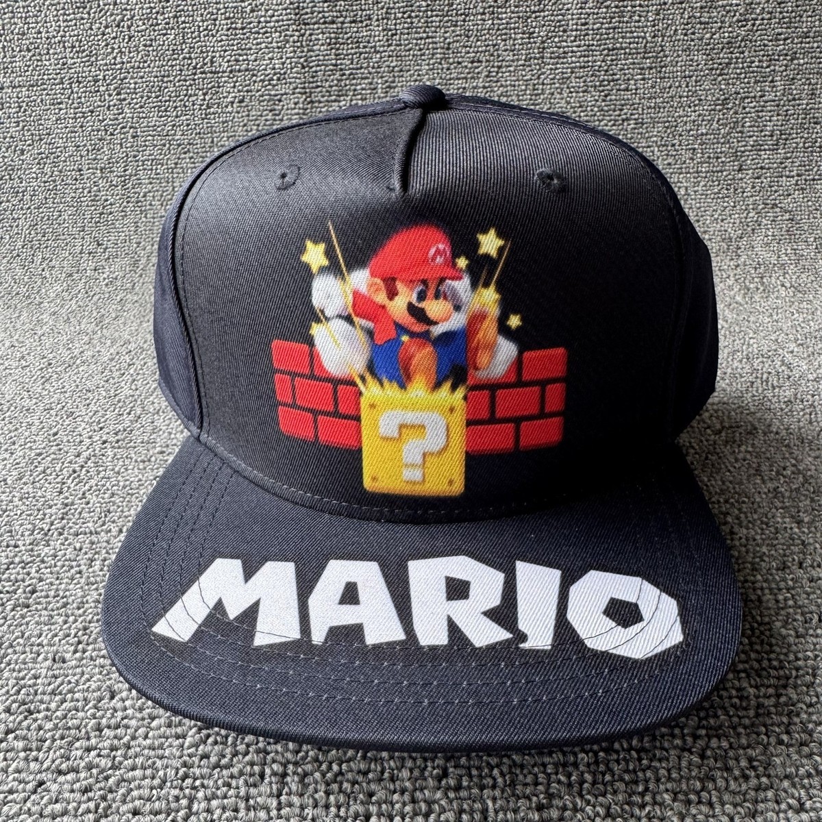Super Mario Black Snapback Cap Nintendo Flat Brim Hat