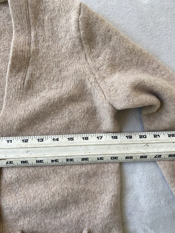 Cárdigan Suéter Banana Republic Marfil Cuello Piel Botón Lana TALLA MED Foto 4 de 4