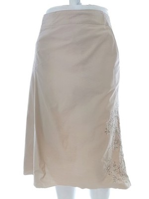 DRANELLA Damen A-Linienrock Gr. 38 Creme Baumwolle Stickerei Midi