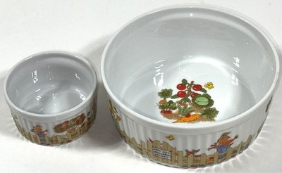 VTG Vegetable Garden Enesco 1976 Casserole Bowl Serving Dish Souffle Set 2 Apple