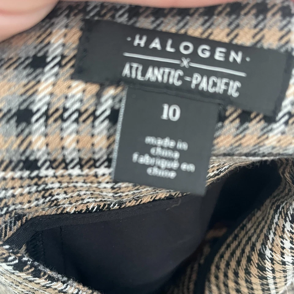 Брюки женские Halogen x Atlantic Pacific 10 коричневые клетчатые широкие штанины с высоким подъемом - Изображение 4 из 4