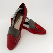 MIU MIU Red Patent Leather Ballet Flats EU 38 1/2 Preowned Defects See Photos
