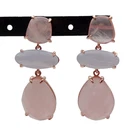 Natural Rose Quartz Blue Chalcedony Dangle Stud Earrings Gemstone women Jewelry