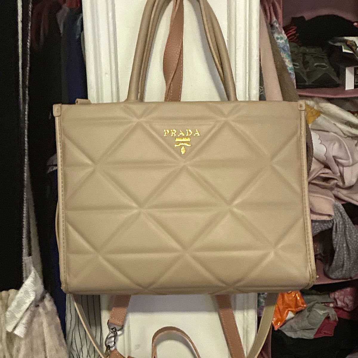 PRADA Leather Exterior Beige Bags & Handbags for Women for sale | eBay