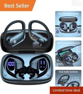 Sports Wireless Earbuds with Dual Mics & LED Charging Case - Ultimate Comfort